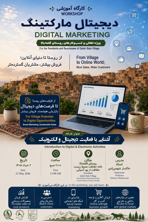 کارگاه آموزش دیجیتال مارکتینگ برای توسعه کسبوکارهای روستایی در قلعهبالا برگزار می شود